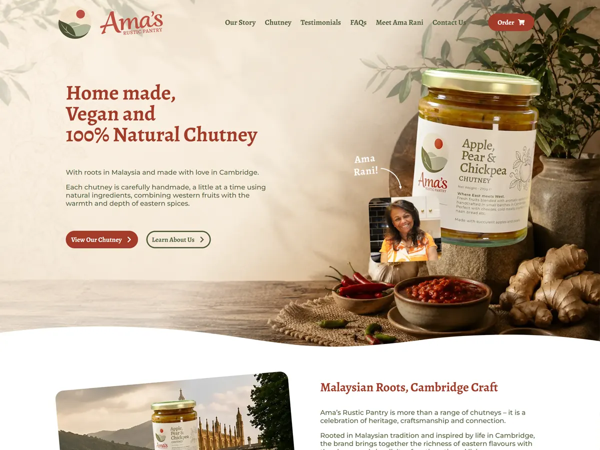 Ama's Rustic Pantry online store built by Bang! Graphics