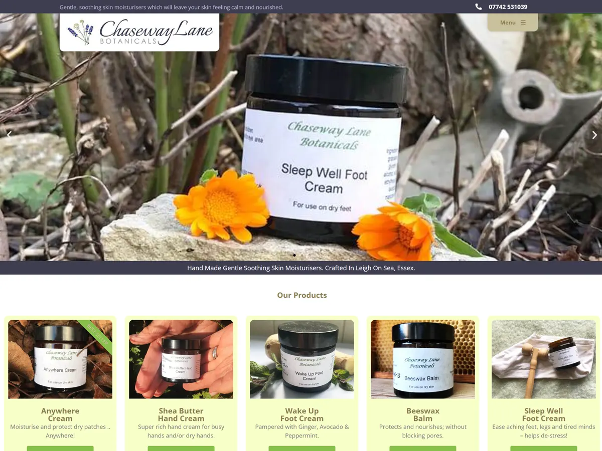 Chaseway Lane Botanicals website built by Bang! Graphics