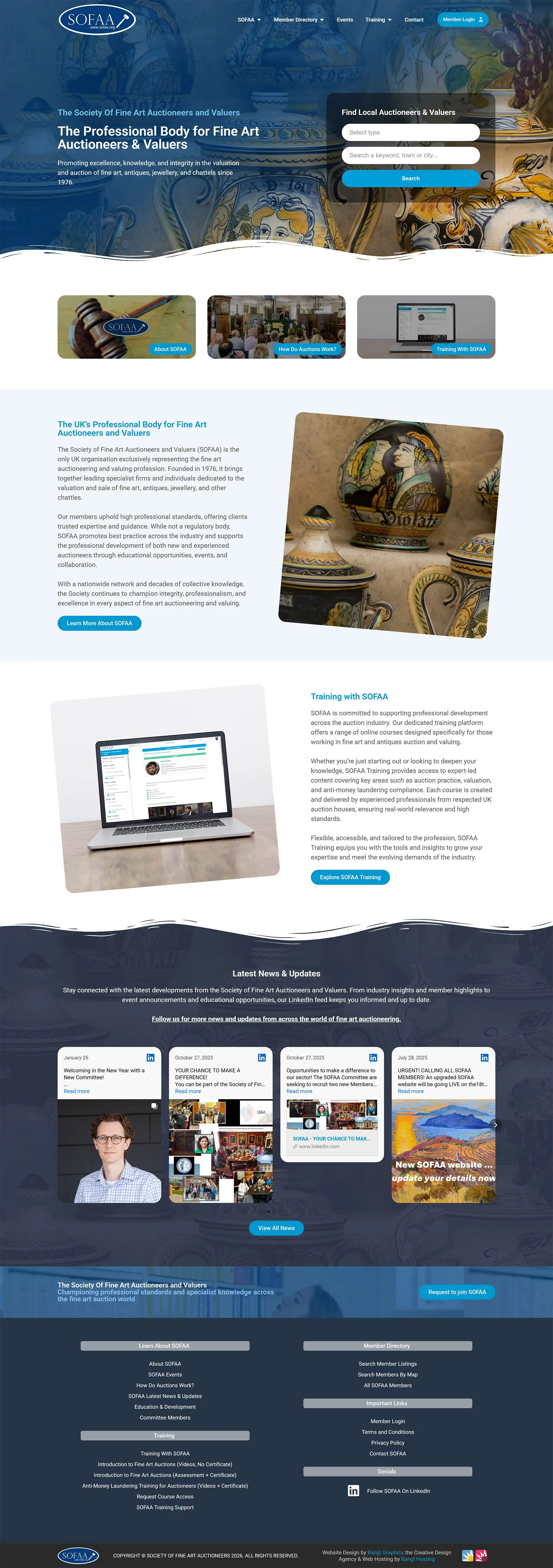 The SOFAA homepage, full length